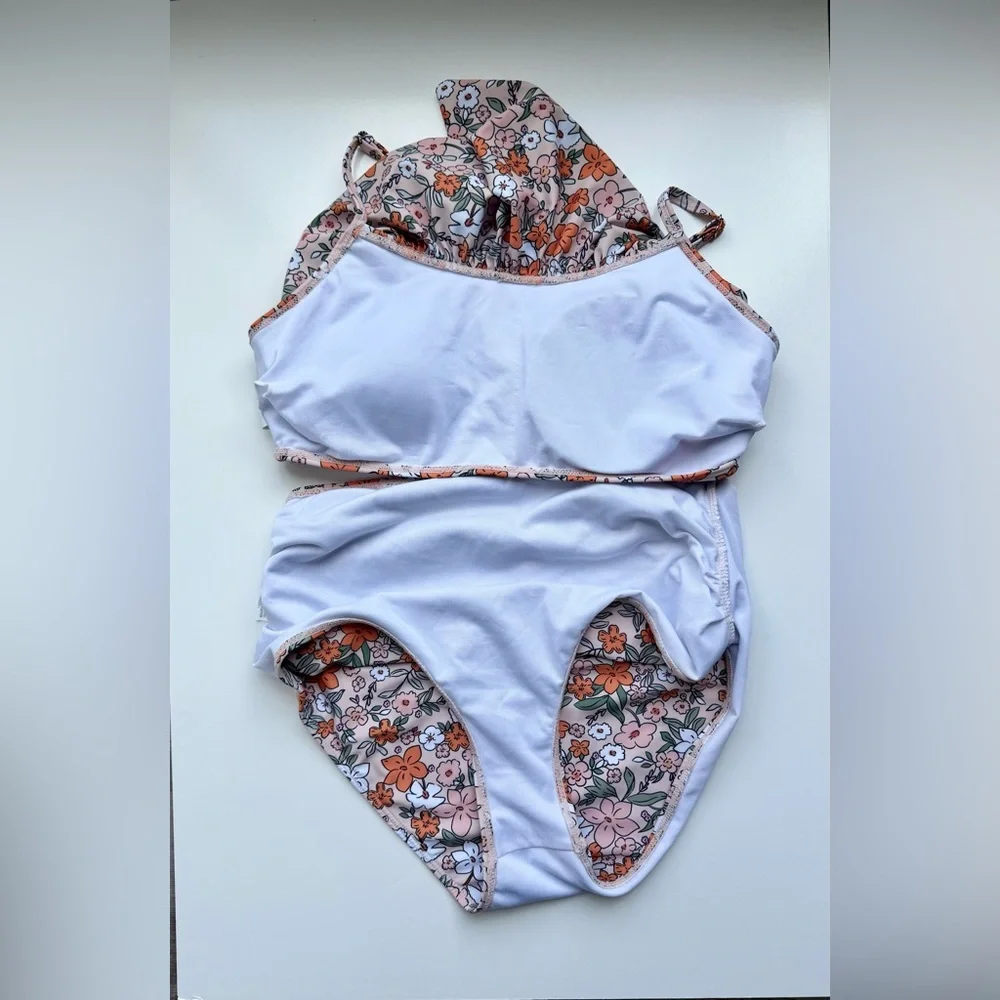 Maternity Bikini Set Two Piece Swimsuit Ruffle Women High Waist, Medium - Picture 4 of 4